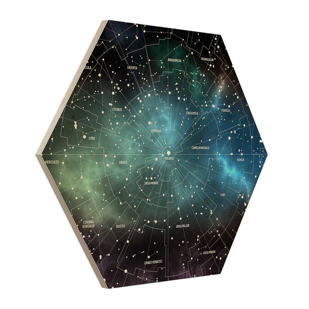 cuadro hexagonal Stellar Constellation Map Galactic Nebula
