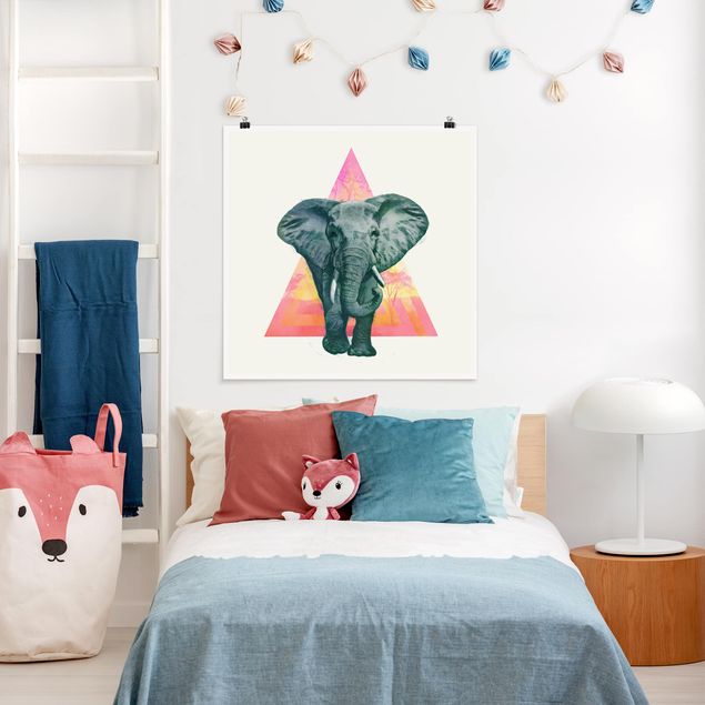Póster cuadros famosos Illustration Elephant Front Triangle Painting