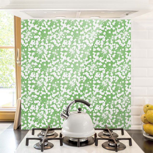 Decoración cocina Natural Pattern Dandelion With Dots In Front Of Green