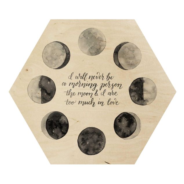 Hexagon Bild Holz - Ode an den Mond - Liebe