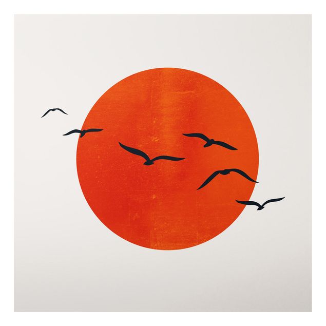 Cuadros paisajes Flock Of Birds In Front Of Red Sun I