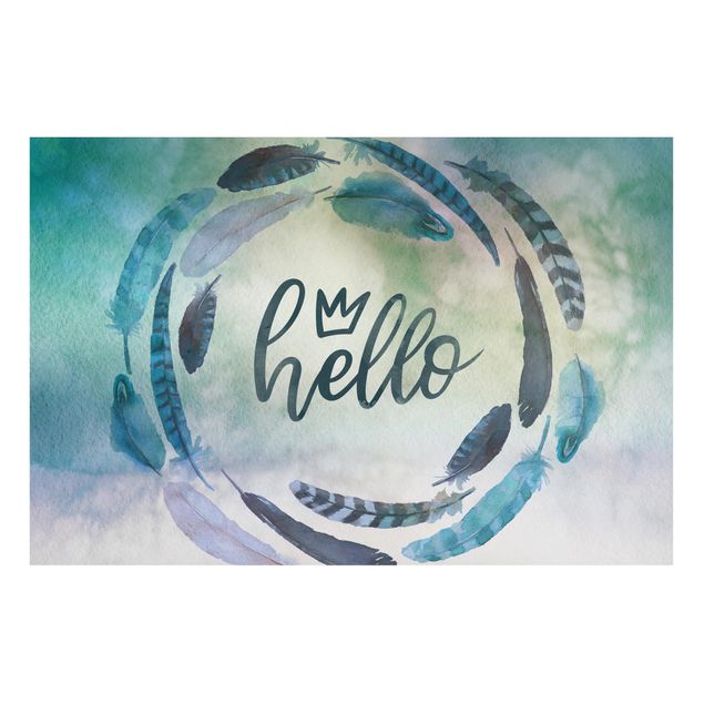 Tableros magnéticos frases Hello Crown Watercolour With Feathers