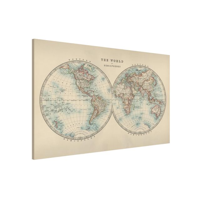 Decoración cocina Vintage World Map The Two Hemispheres