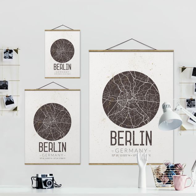 Cuadros en tonos beige y marrón City Map Berlin - Retro