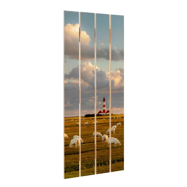 Cuadros decorativos North Sea Lighthouse With Flock Of Sheep