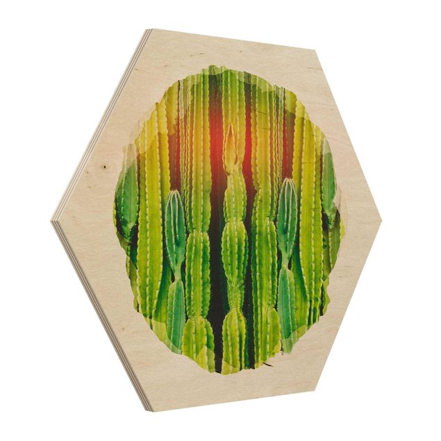 cuadros hexagonales WaterColours - Cactus Wall