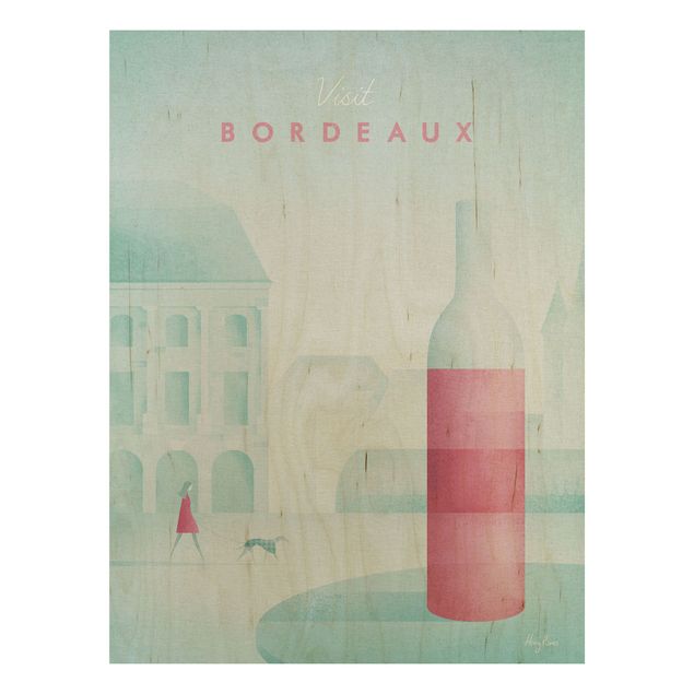 Cuadros vintage madera Travel Poster - Bordeaux