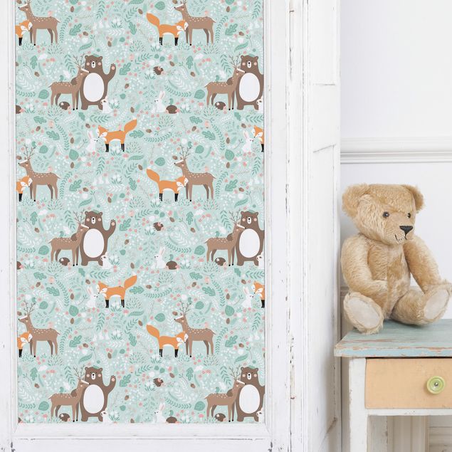 Papel adhesivo para muebles mate Kids Pattern Forest Friends With Forest Animals