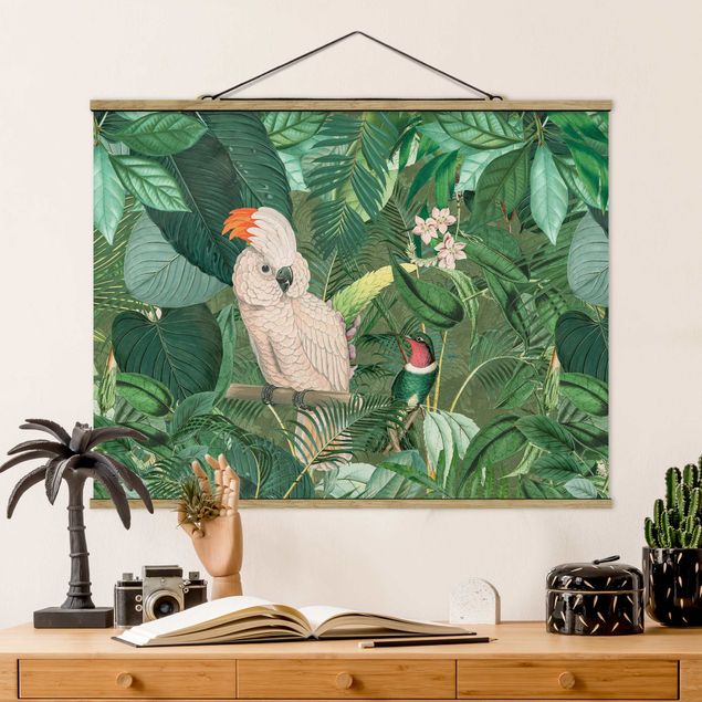 Decoración en la cocina Vintage Collage - Kakadu And Hummingbird