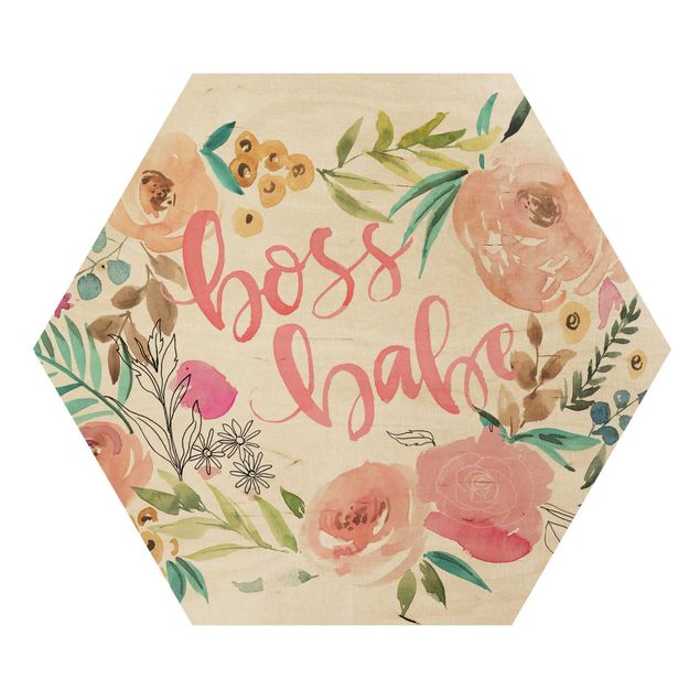 cuadros hexagonales Pink Flowers - Boss Babe