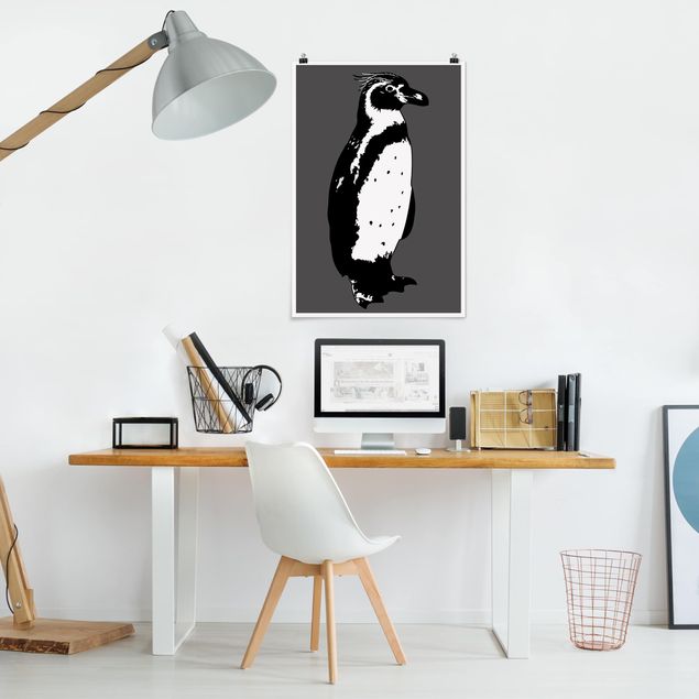 Póster blanco y negro No.TA5 Penguin