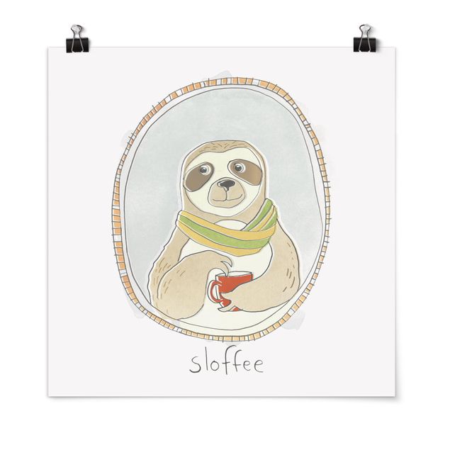 Pósters en blanco y negro Caffeinated Sloth
