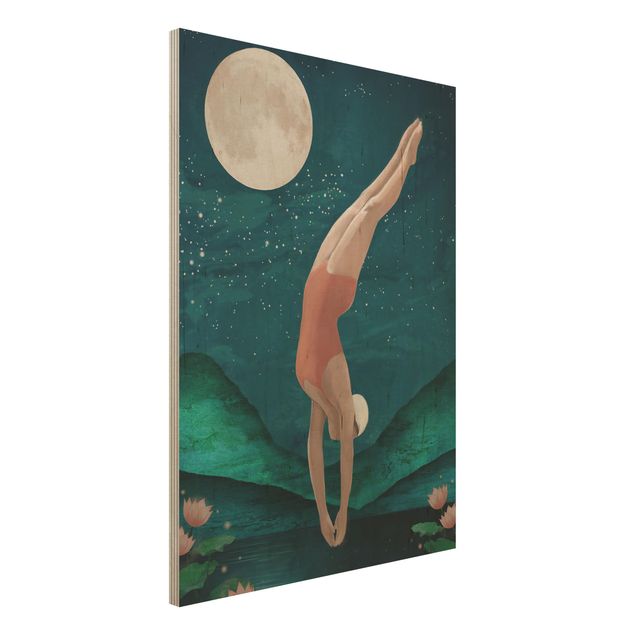 Decoración de cocinas Illustration Bather Woman Moon Painting
