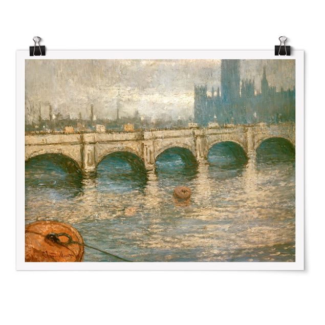 Láminas cuadros famosos Claude Monet - Thames Bridge And Parliament Building In London