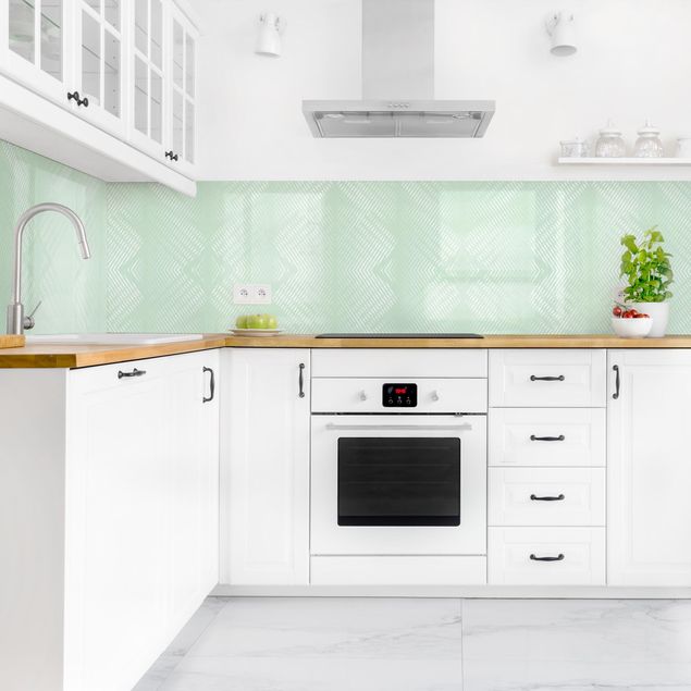 revestimiento pared cocina Rhombic Pattern With Stripes In Mint Colour II