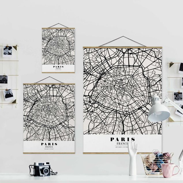 Cuadros modernos blanco y negro Paris City Map - Classic