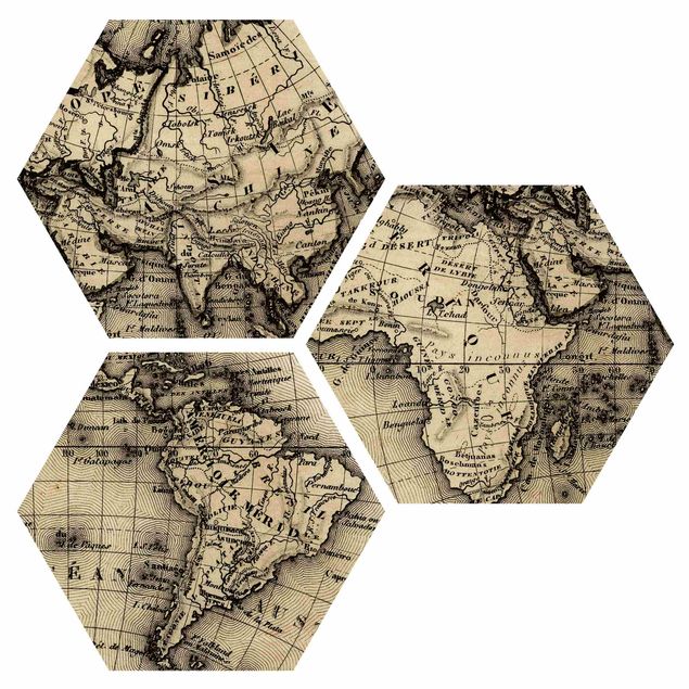 Cuadros hexagonales Old World Map Details