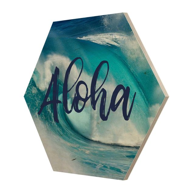 Hexagon Bild Holz - Aloha