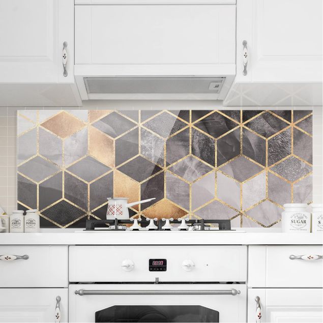 Decoración de cocinas Black And White Golden Geometry