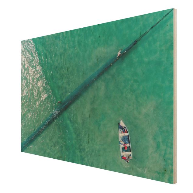 Cuadros de madera playas Aerial View - Fishermen
