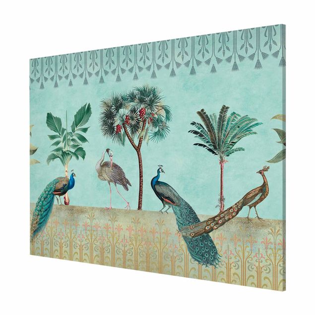 Cuadros plantas Vintage Collage - Tropical Bird With Palm Trees