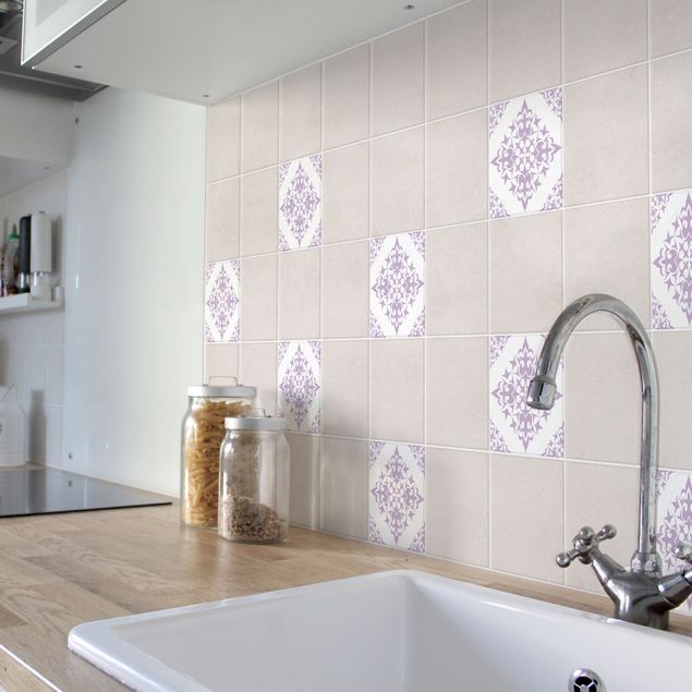 Adhesivos para azulejos patrones Tile Pattern White Lavender
