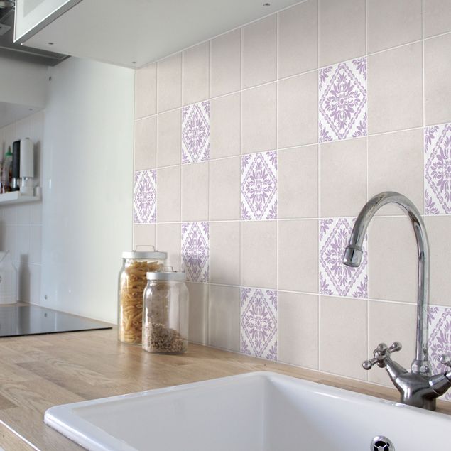 Adhesivos para azulejos patrones Vera Pink White Lavender