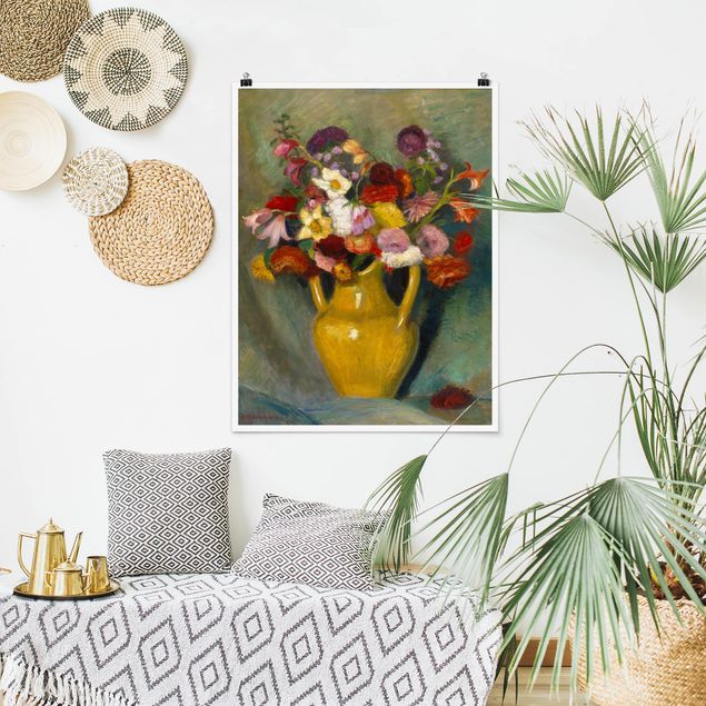 Decoración cocina Otto Modersohn - Colourful Bouquet in Yellow Clay Jug