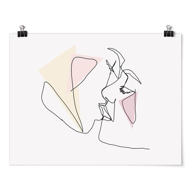 Cuadro retratos Kiss Faces Line Art