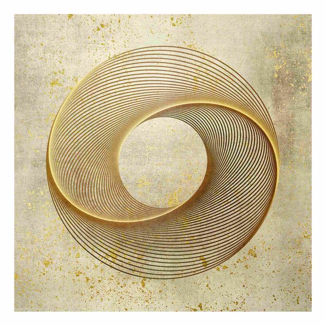 Paneles de vidrio para cocinas Line Art Circling Spirale Gold