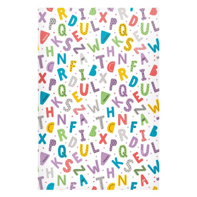 Cuadros con letras Alphabet With Hearts And Dots In Colourful