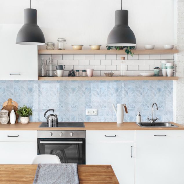 revestimiento pared cocina Line Pattern Colour Gradient In Blue II