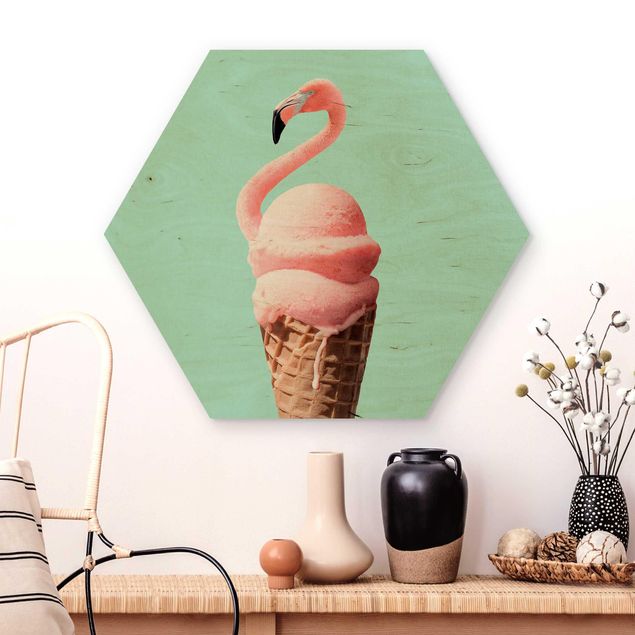 Decoración de cocinas Ice Cream Cone With Flamingo