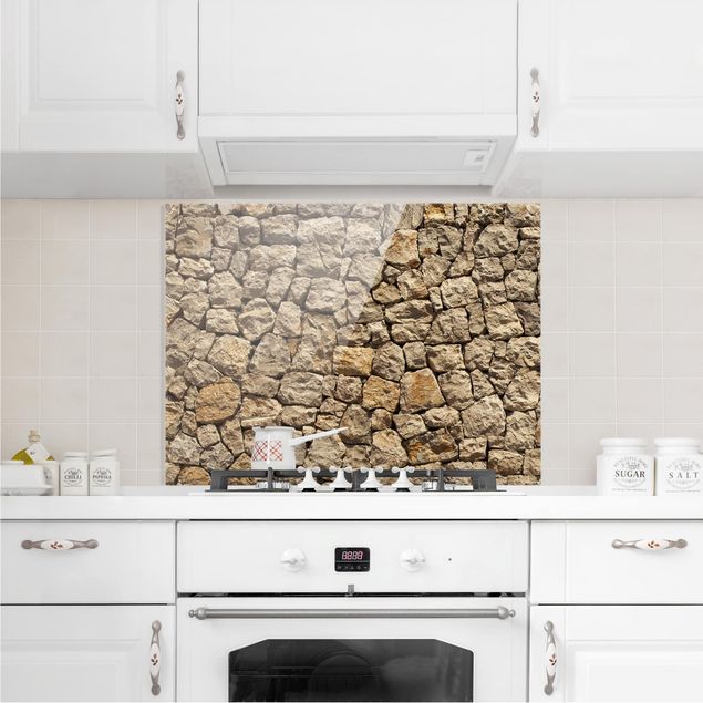 Panel antisalpicaduras cocina patrones Old Wall Of Paving Stone