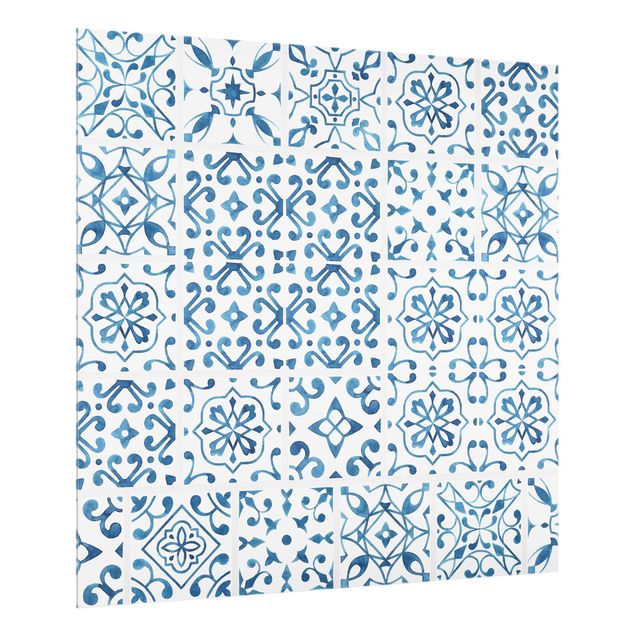 Paneles de vidrio para cocinas Tile pattern Blue White