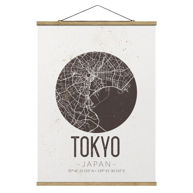 Cuadros mapamundi Tokyo City Map - Retro