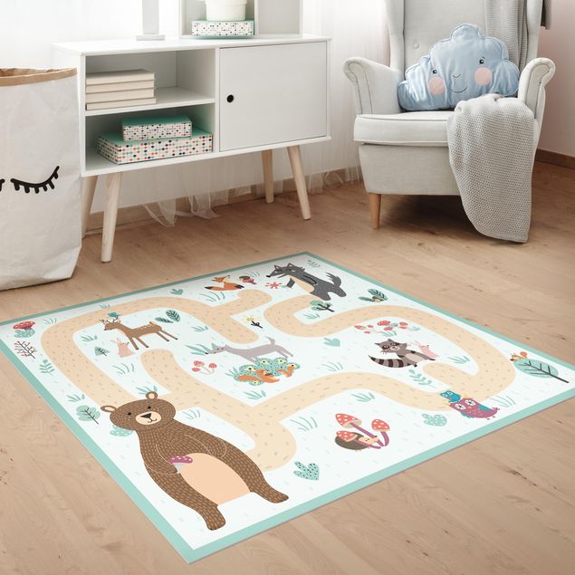 Alfombra juegos niños Playoom Mat Forest Animals - Friends On A Forest Path