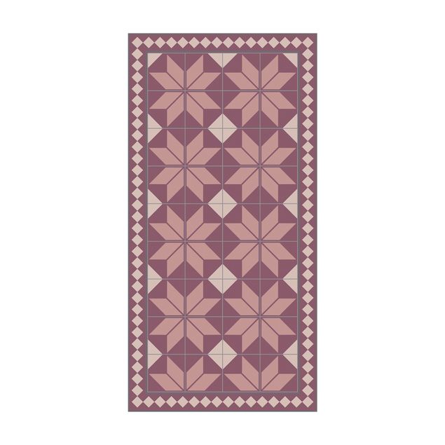 Alfombras modernas Geometrical Tiles Star Flower Antique Pink With Small Border