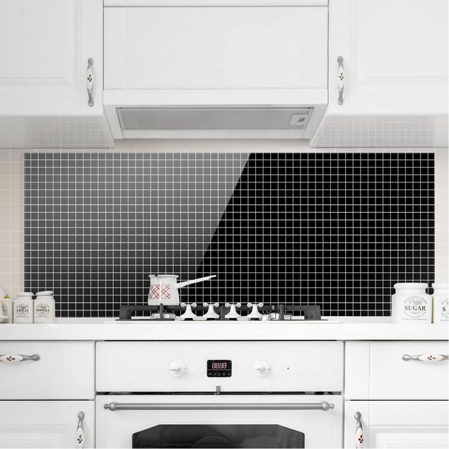 Panel antisalpicaduras cocina patrones Mosaic Tiles Black Matt