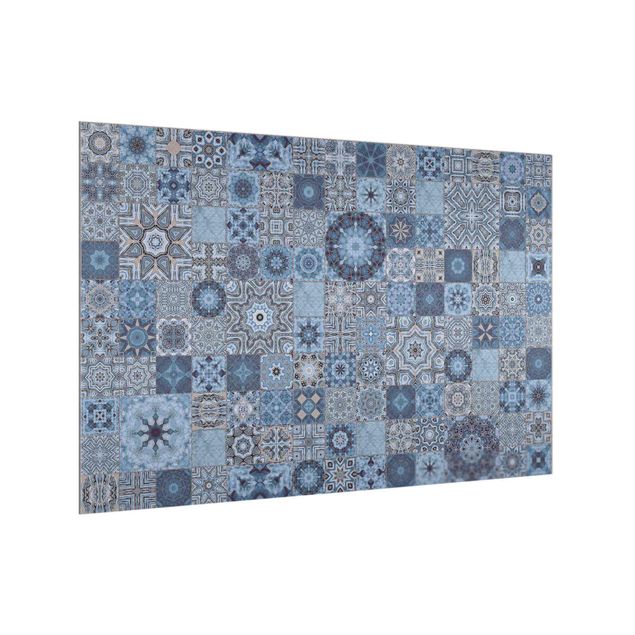 Cuadros Haase Art Deco Tiles Bluish Grey Marble With Golden Shimmer
