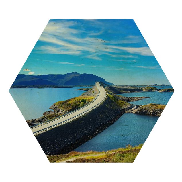Hexagon Bild Holz - Crossing Norway