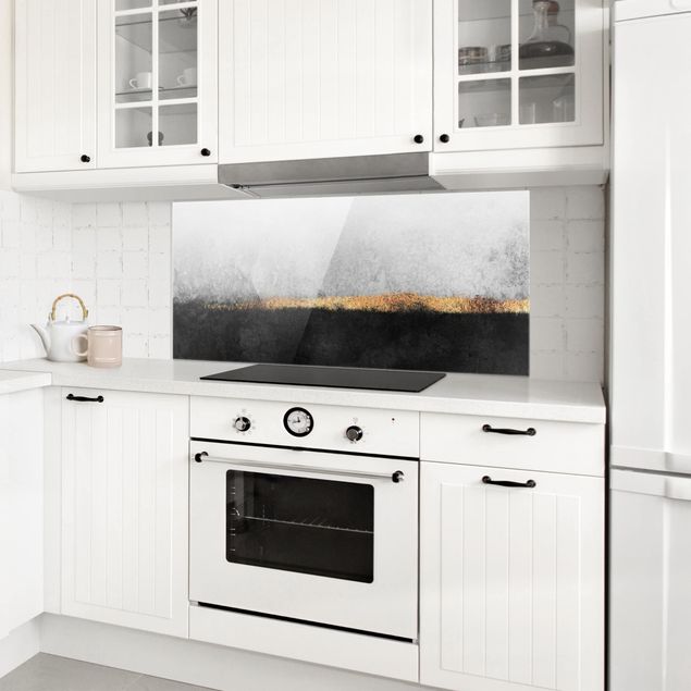 Panel antisalpicaduras cocina patrones Abstract Golden Horizon Black And White