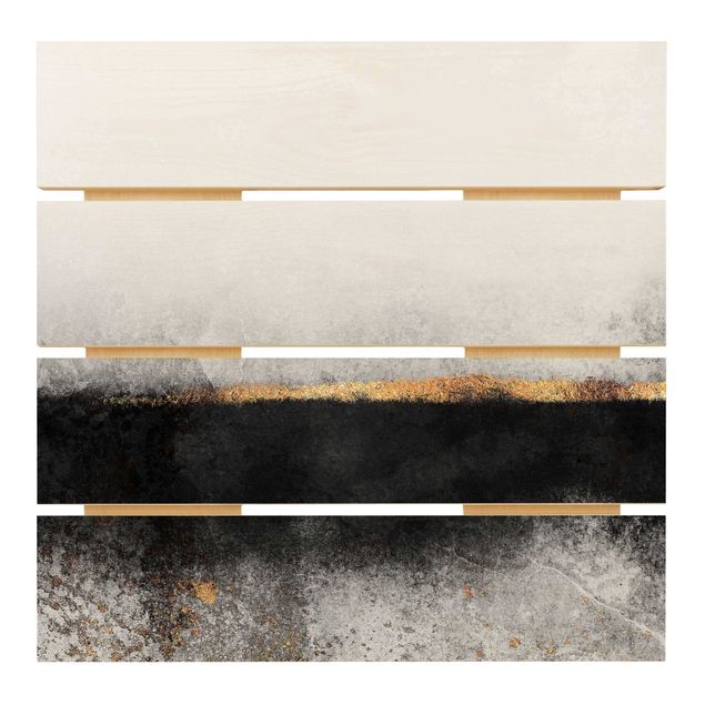Cuadros en madera Abstract Golden Horizon Black And White