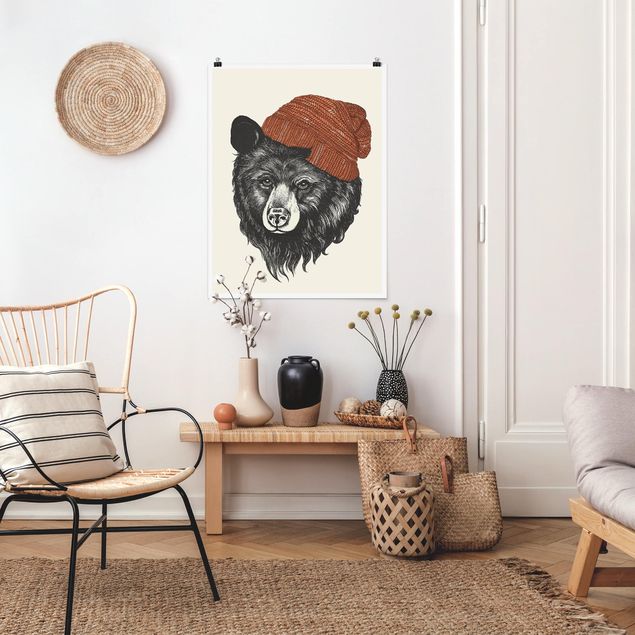 Cuadros de osos Illustration Bear With Red Cap Drawing
