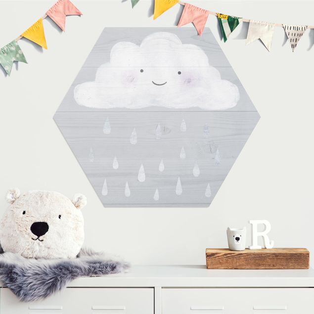 Decoración habitación infantil Cloud With Silver Raindrops