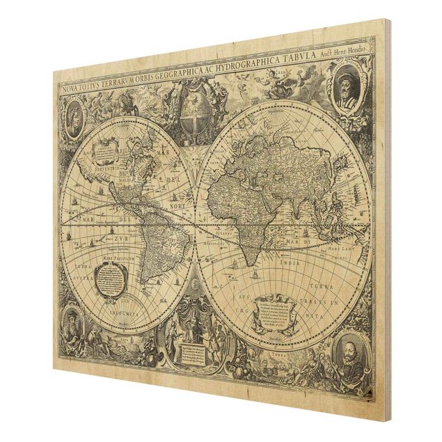 Cuadros modernos Vintage World Map Antique Illustration