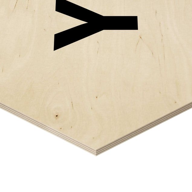 Hexagon Bild Holz - Buchstabe Weiß Y