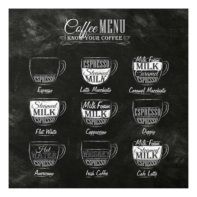 Cuadros en blanco y negro Coffee Varieties Chalkboard