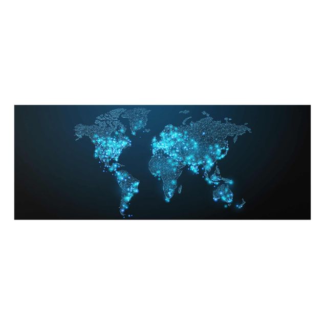 Cuadros en tonos azules Connected World World Map