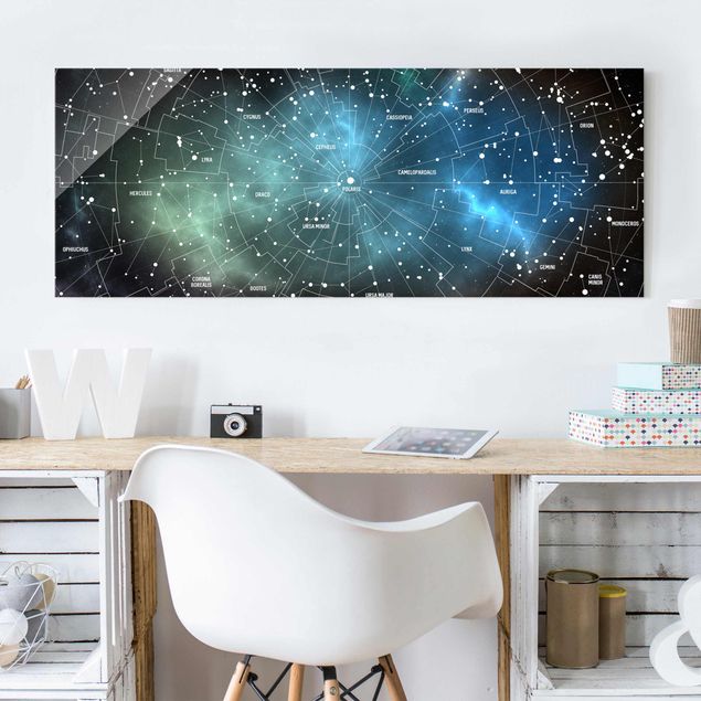 Cuadros de cristal arquitectura y skyline Stellar Constellation Map Galactic Nebula